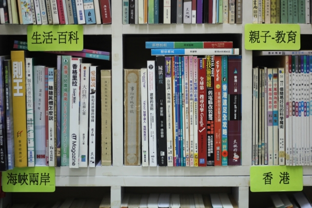 书架上密密麻麻挤满了书籍，囊括多个范畴。