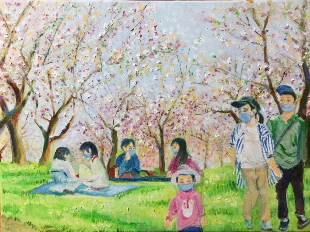 裘婷画作《春天游园》