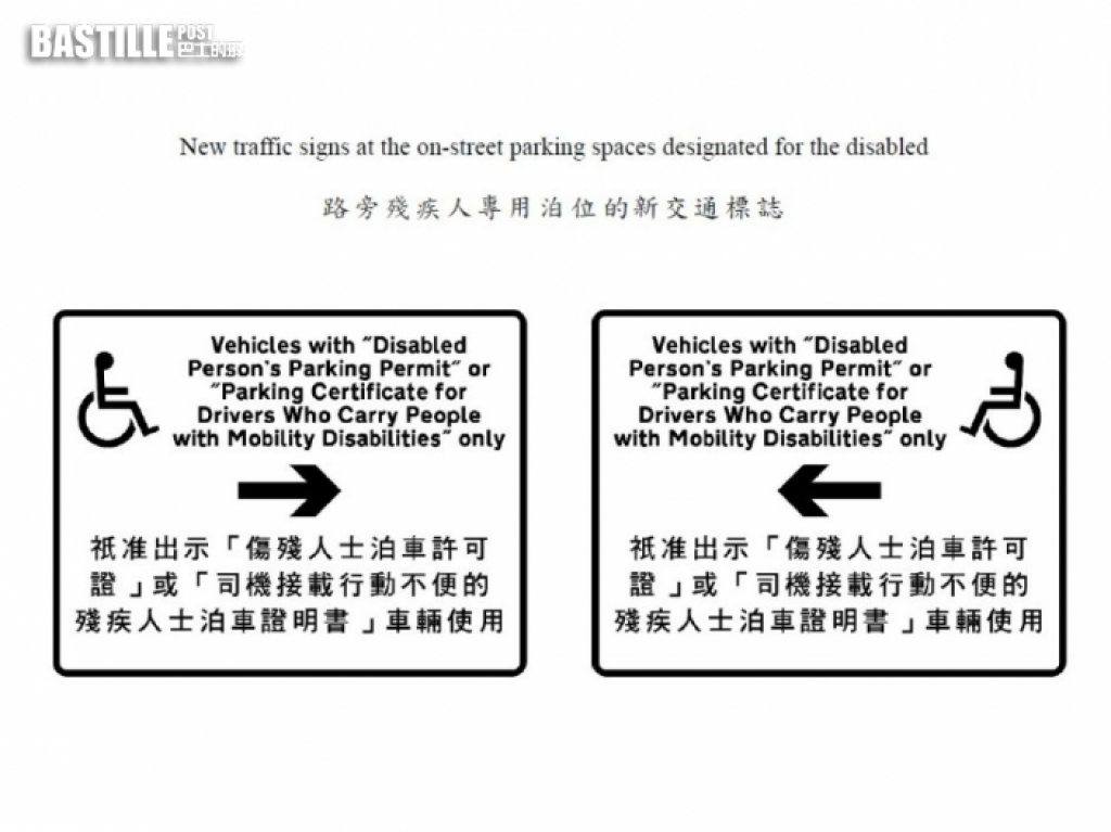 持證人將可使用路旁殘疾人專用泊位。
