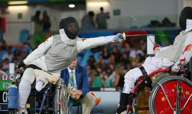 里約殘奧港劍擊代表余翠怡於輪椅劍擊女子A級花劍個人賽奪銀