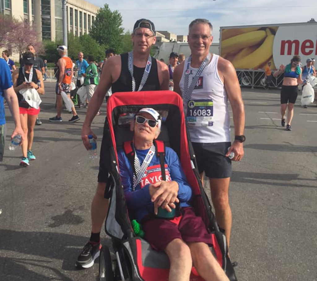 Lance Ottinger (L), Paul Stewart and Danny Taylor smile after finishing a race. Photo provided.