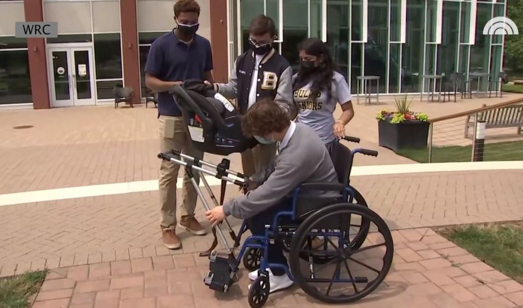 Jewel Walker, who has worked with some of his classmates on car seat accessories