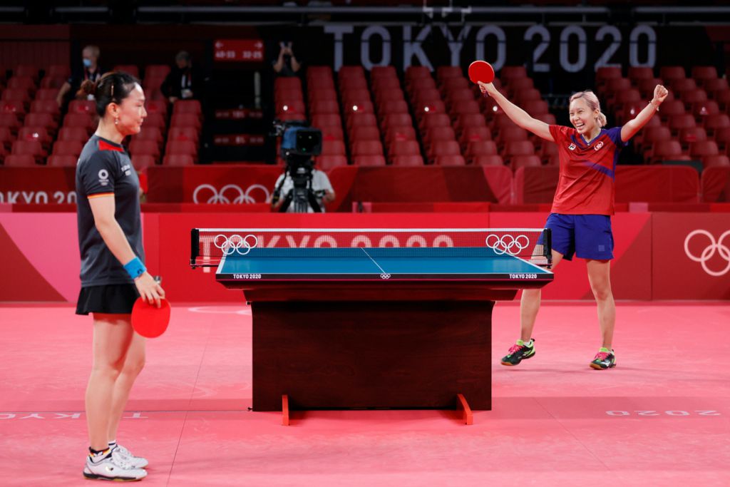 8月5日，日本東京，杜凱琹、蘇慧音和李皓晴出戰女子乒乓球團體賽銅牌戰，第二場單打由蘇慧音上陣。