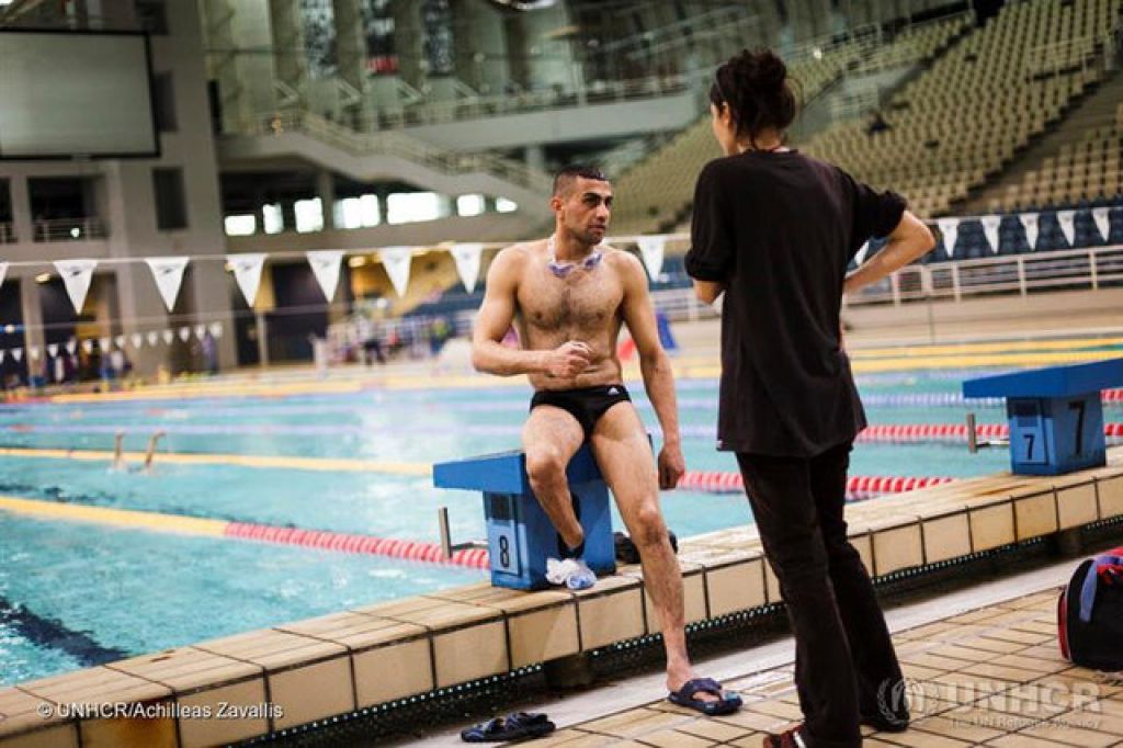 易卜拉欣·侯賽因從小就是個運動健將，曾是敍利亞的頂級游泳運動員，但右腳卻在敍利亞危機期間被炸彈炸毀。（UNHCR）